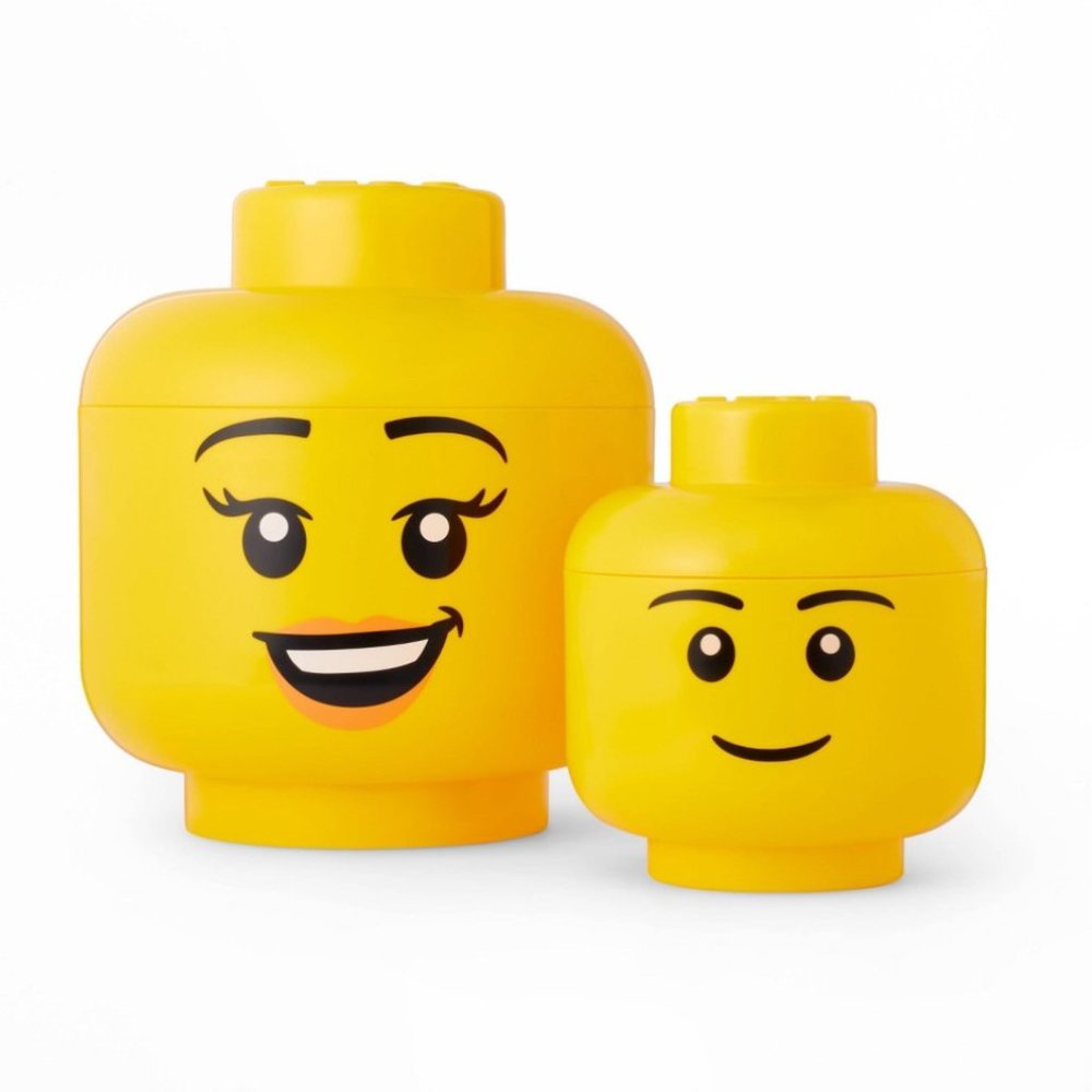 Set of 2 LEGO Minifigure Storage Heads Happy Yellow - LEGO® Collection X Target